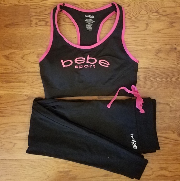 Bebe Black & Pink 2pc Workout Set